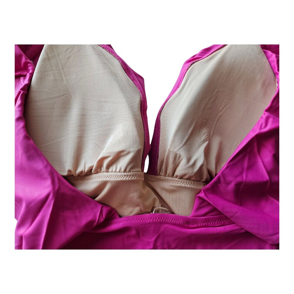J. Crew Women's 8 Swimsuit 1 Piece V-Neck Ruffled Ruched Radiant Fuchsia NEW NWT - Picture 7 of 8